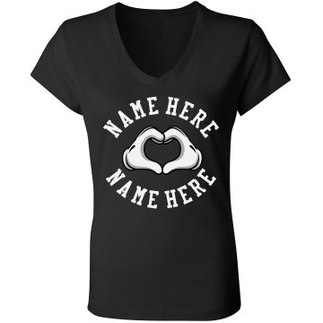 I Heart Insert Name: Custom Junior Fit Sheer Longer Deep V-Neck
