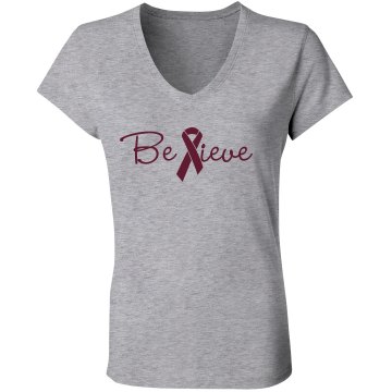 Believe: Custom Junior Fit Short Sleeve V-Neck T-Shirt