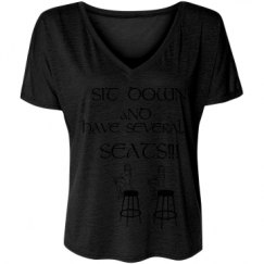 Ladies Flowy Slouchy V-Neck Tee