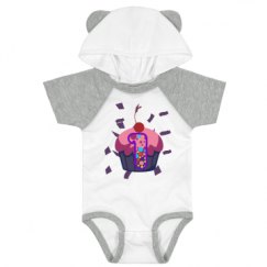 Infant Hooded Raglan Bodysuit with Ears