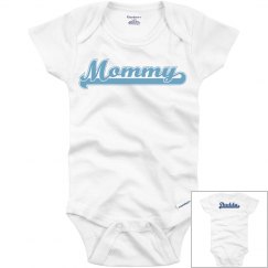 Mommy daddy baby clothes.