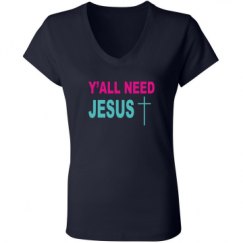 Ladies Slim Fit V-Neck Jersey Tee