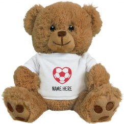 Add Your Name Soccer Heart Teddy Bear