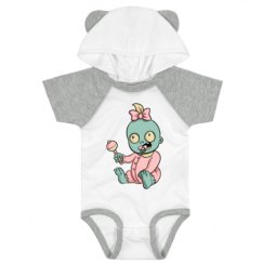 Infant Hooded Raglan Bodysuit with Ears