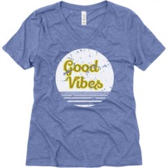 Ladies Relaxed Fit Super Soft Triblend V-Neck Tee