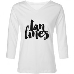 Ladies Relaxed Fit V-Neck 3/4 Sleeve Tee