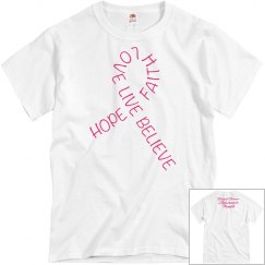 Pink tee w/cancer ribbon graphic