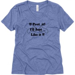 Ladies Relaxed Fit Super Soft Triblend V-Neck Tee