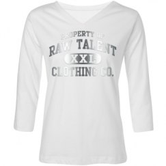 Ladies Relaxed Fit V-Neck 3/4 Sleeve Tee