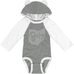 Infant Hooded Long Sleeve Raglan Bodysuit with Ears