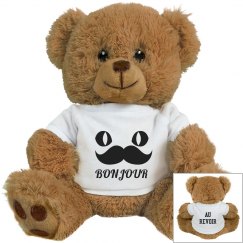 Bonjour/ au revoir shirt with moustache with teddy 