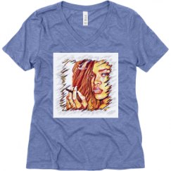 Ladies Relaxed Fit Super Soft Triblend V-Neck Tee