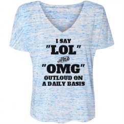 Ladies Flowy Slouchy V-Neck Tee