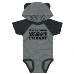 Infant Hooded Raglan Bodysuit with Ears