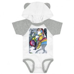 Infant Hooded Raglan Bodysuit with Ears