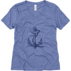 Ladies Relaxed Fit Super Soft Triblend V-Neck Tee