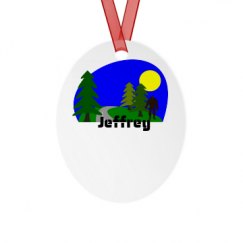 Metal Oval Christmas Ornament