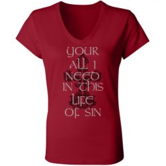 Ladies Slim Fit V-Neck Jersey Tee