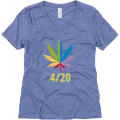 Ladies Relaxed Fit Super Soft Triblend V-Neck Tee