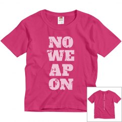 NO WEAPON Shall Prosper Light Pink Text Youth T-Shirt