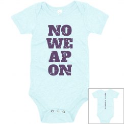 NO WEAPON Shall Prosper Purple Text Infant Bodysuit