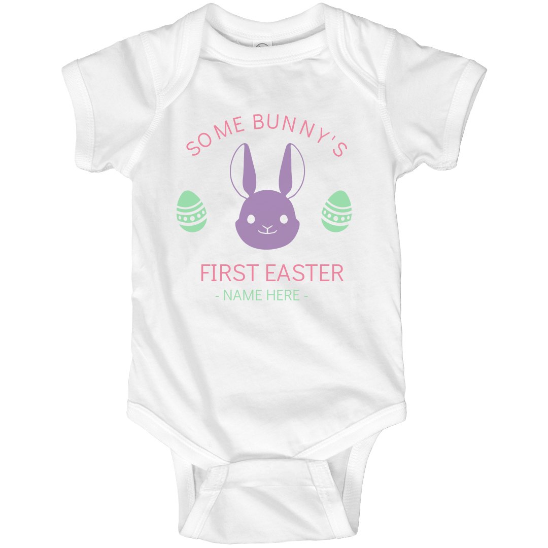 Adorable Rabbit Design Custom Personalized Baby One Piece Body Suit for Easter