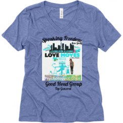 Ladies Relaxed Fit Super Soft Triblend V-Neck Tee