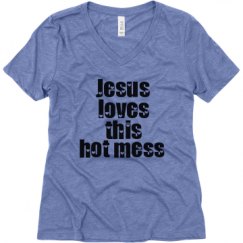 Ladies Relaxed Fit Super Soft Triblend V-Neck Tee