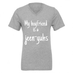 Unisex CVC Jersey V-Neck T-Shirt