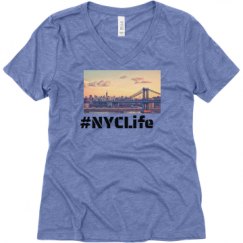 Ladies Relaxed Fit Super Soft Triblend V-Neck Tee