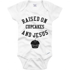 Cupcakes and Jesus Onesie