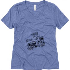 Ladies Relaxed Fit Super Soft Triblend V-Neck Tee