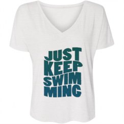 Ladies Flowy Slouchy V-Neck Tee