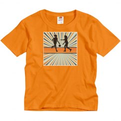 Orange youth tee w/basketball game graphic 