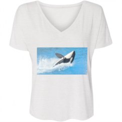 Ladies Flowy Slouchy V-Neck Tee