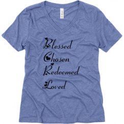 Ladies Relaxed Fit Super Soft Triblend V-Neck Tee