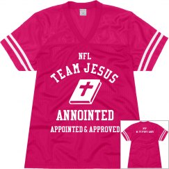 Pink Raspberry Team Jesus NFL/MVP Women's Jersy