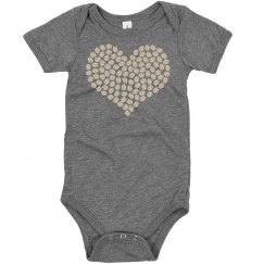 tan heart baby-suit