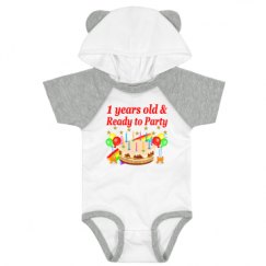 Infant Hooded Raglan Bodysuit with Ears