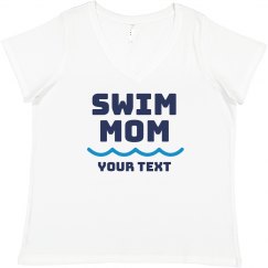 Add Your Text Swim Mom V-Neck T-Shirt