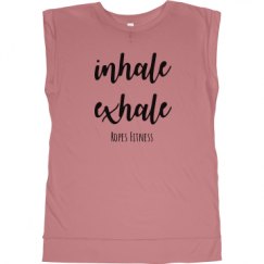 Ladies Flowy Muscle Tee with Rolled Cuffs