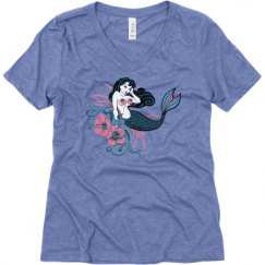 Ladies Relaxed Fit Super Soft Triblend V-Neck Tee