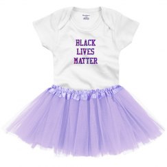 Black Lives Matter Baby Tutu Purple Glitter Text