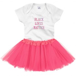 Black LIves Matter Baby Tutu Pink Glitter Text
