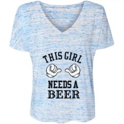 Ladies Flowy Slouchy V-Neck Tee