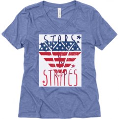 Ladies Relaxed Fit Super Soft Triblend V-Neck Tee