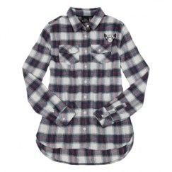 Ladies Long Sleeve Plaid Flannel Shirt