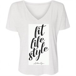 Ladies Flowy Slouchy V-Neck Tee